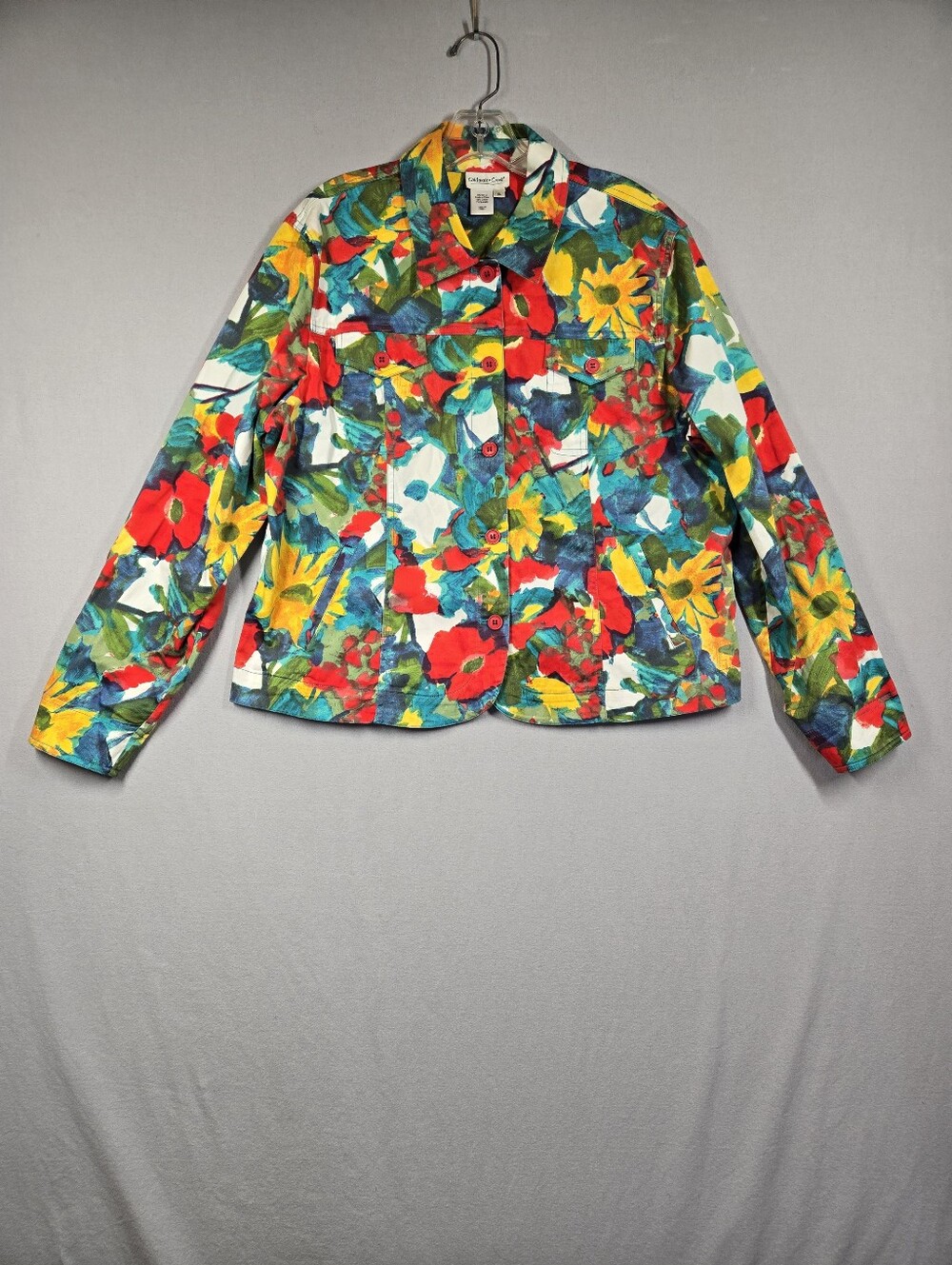 Coldwater Creek Bright Floral Print Jacket Women's XL Artsy